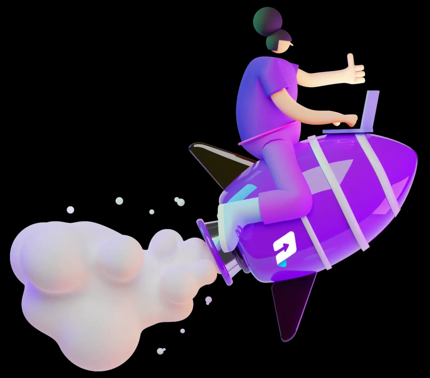 Persona arriba de un cohete