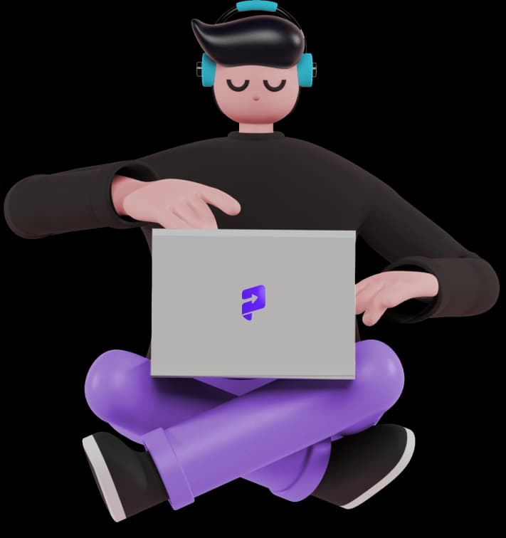 Persona sentada con notebook y auriculares puestos